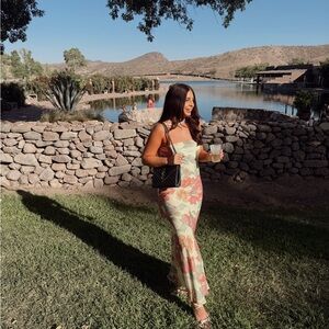 Peppermayo Floral Maxi Dress - Pink and Cream